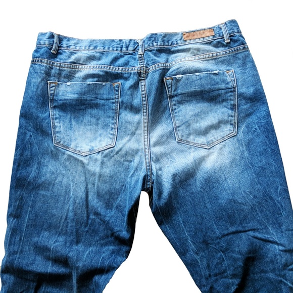 Zara Distressed Jeans High Rise Slim Blue Faded - Picture 3 of 4